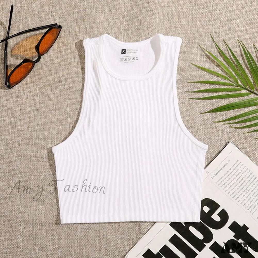 Amy Fashion - Solid Basic Seamless Streetwear Tank Tops - Image 4