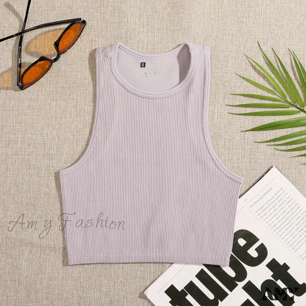Amy Fashion - Solid Basic Seamless Streetwear Tank Tops - Image 7