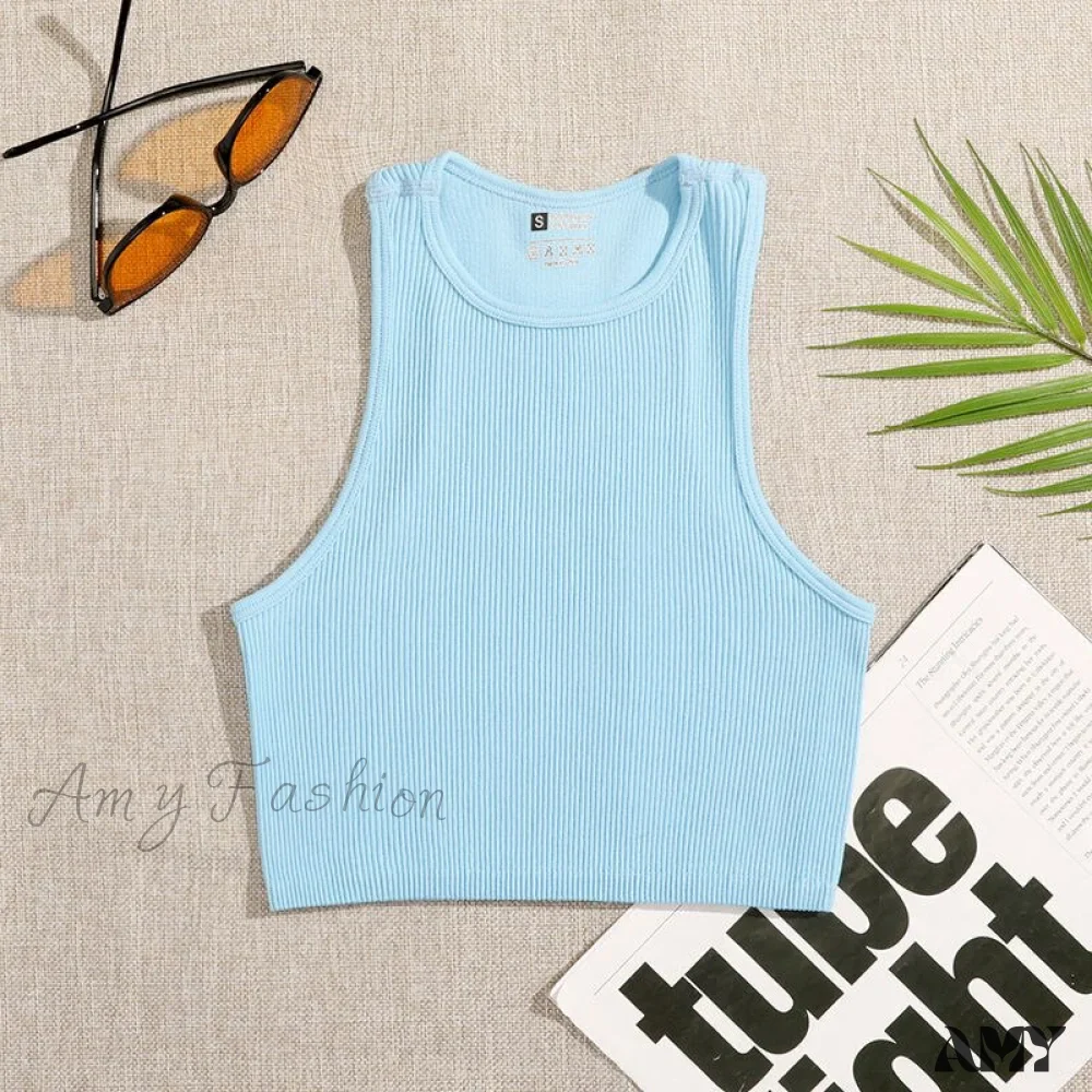 Amy Fashion - Solid Basic Seamless Streetwear Tank Tops - Image 9