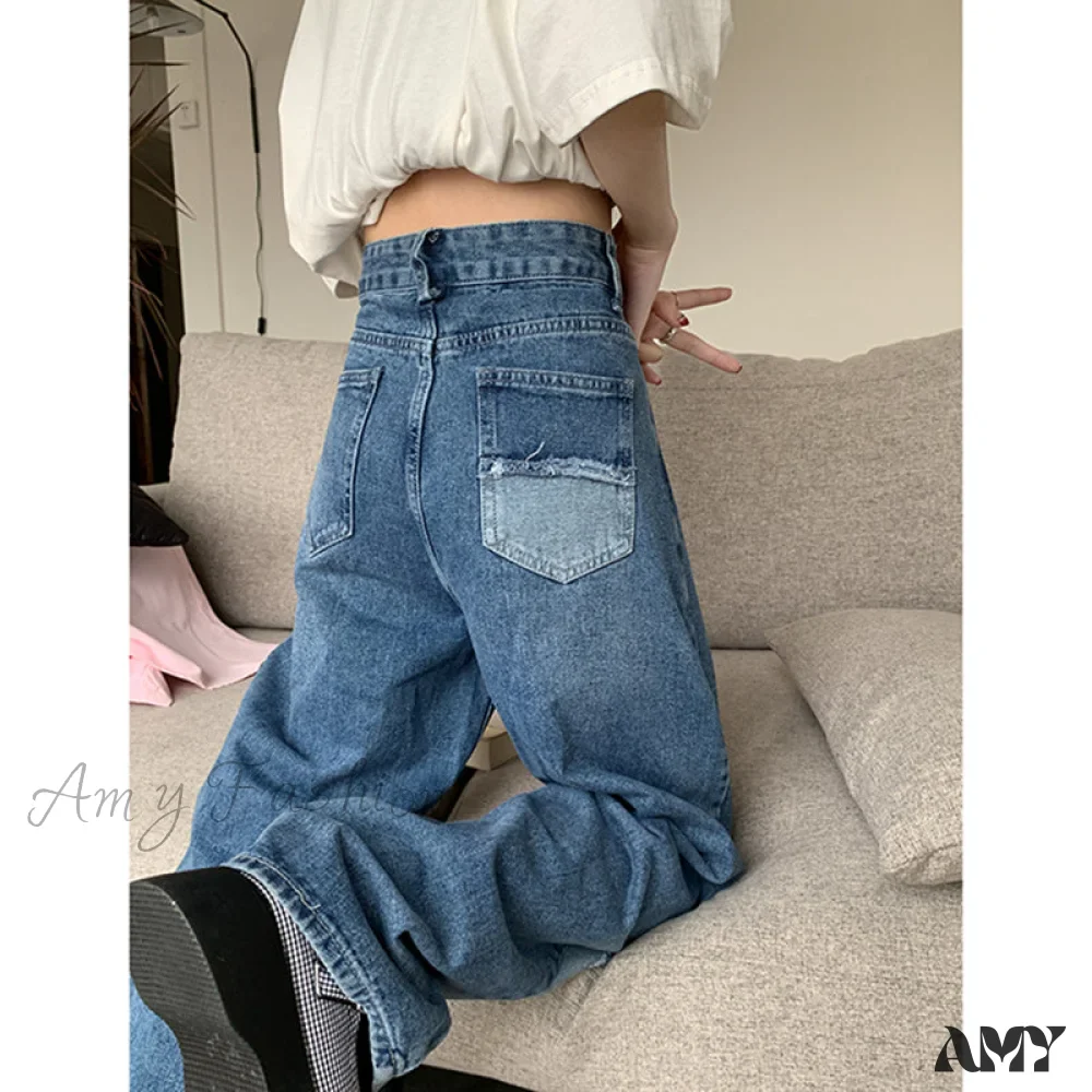 Amy Fashion - Blue Vintage High Waist Baggy Jeans - Image 4