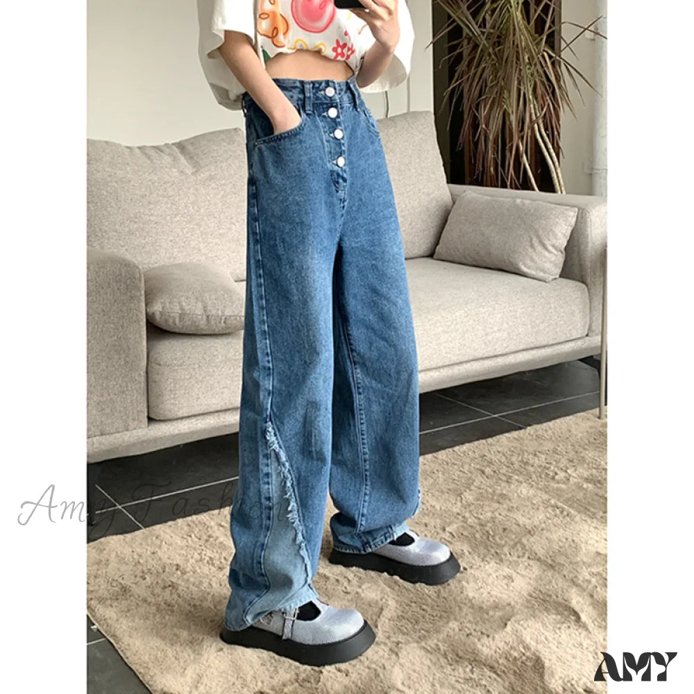 Amy Fashion - Blue Vintage High Waist Baggy Jeans - Image 5