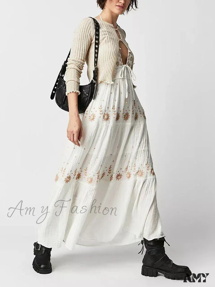 Amy Fashion - Bohemian Flower Birthday Beach Holiday Boho Dress