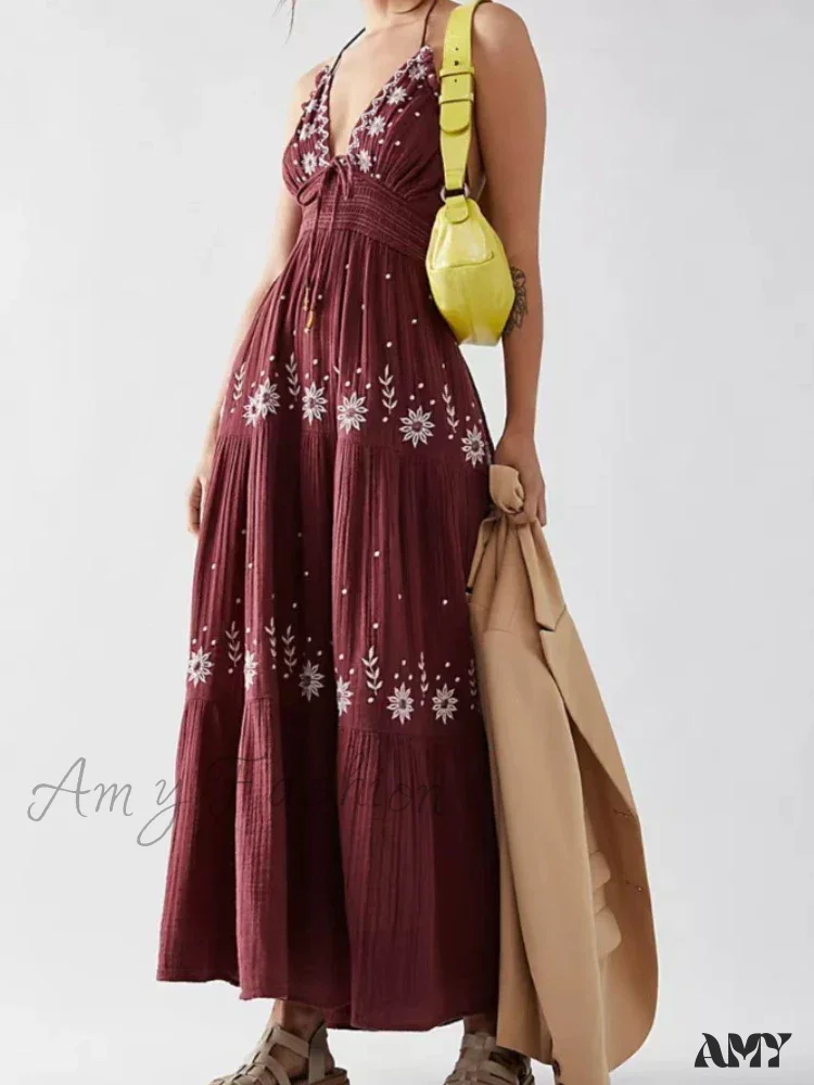 Amy Fashion - Bohemian Flower Birthday Beach Holiday Boho Dress - Image 10