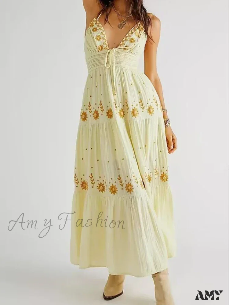 Amy Fashion - Bohemian Flower Birthday Beach Holiday Boho Dress - Image 3