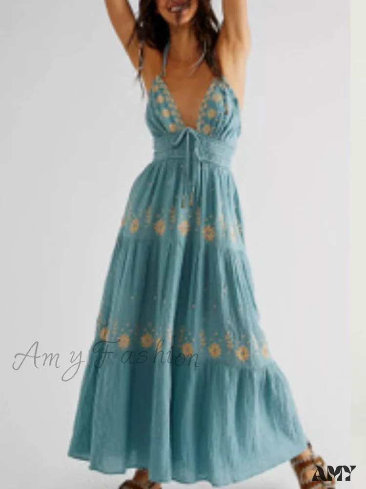 Amy Fashion - Bohemian Flower Birthday Beach Holiday Boho Dress - Image 4