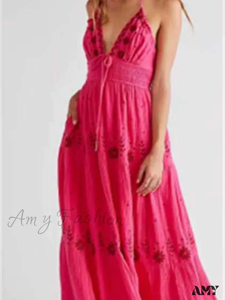 Amy Fashion - Bohemian Flower Birthday Beach Holiday Boho Dress - Image 5