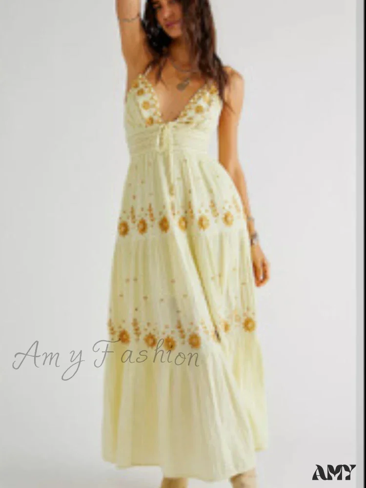 Amy Fashion - Bohemian Flower Birthday Beach Holiday Boho Dress - Image 7