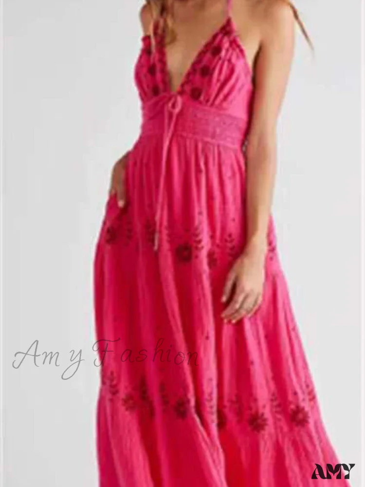 Amy Fashion - Bohemian Flower Birthday Beach Holiday Boho Dress - Image 8