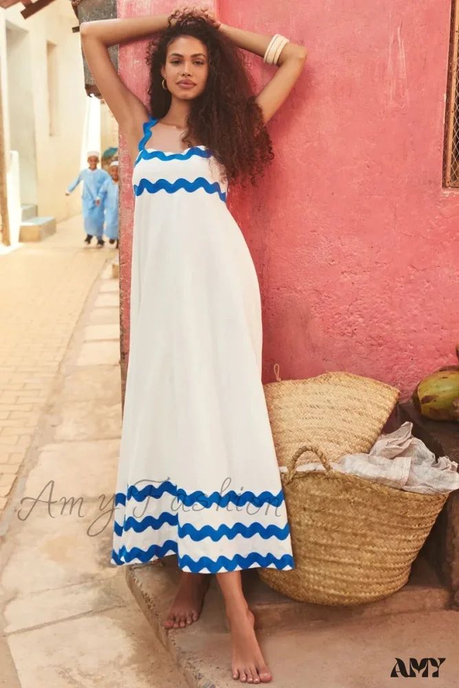 Amy Fashion - Bohemian Summer Printed A-Line Sexy Backless Spaghetti Strap Boho Dress - Image 11