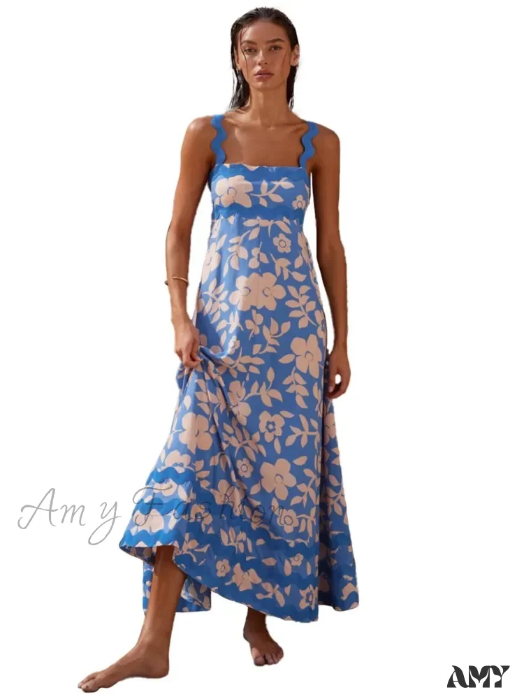 Amy Fashion - Bohemian Summer Printed A-Line Sexy Backless Spaghetti Strap Boho Dress - Image 6
