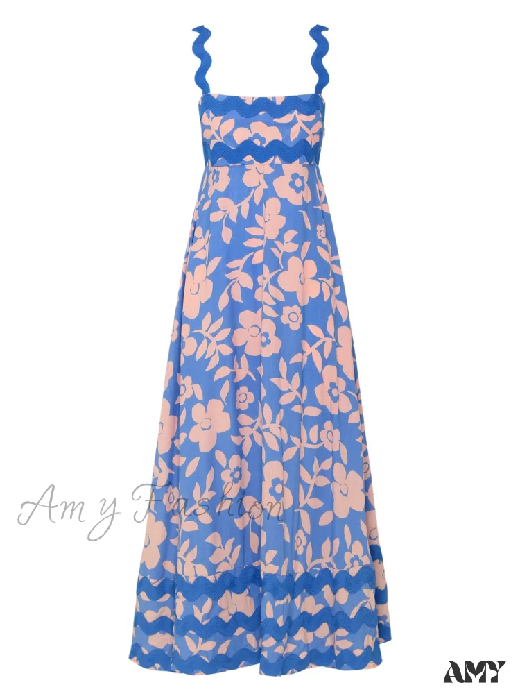 Amy Fashion - Bohemian Summer Printed A-Line Sexy Backless Spaghetti Strap Boho Dress - Image 7