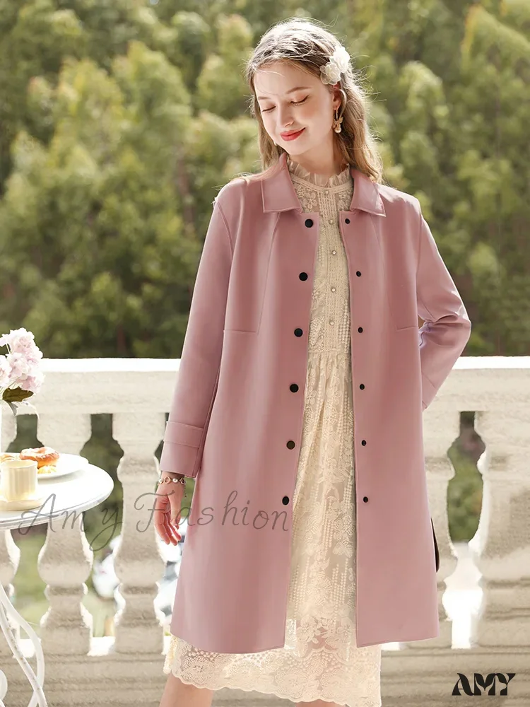 British Mid-length High-grade Gentle Retro Turn-down Collar Coat - Image 3