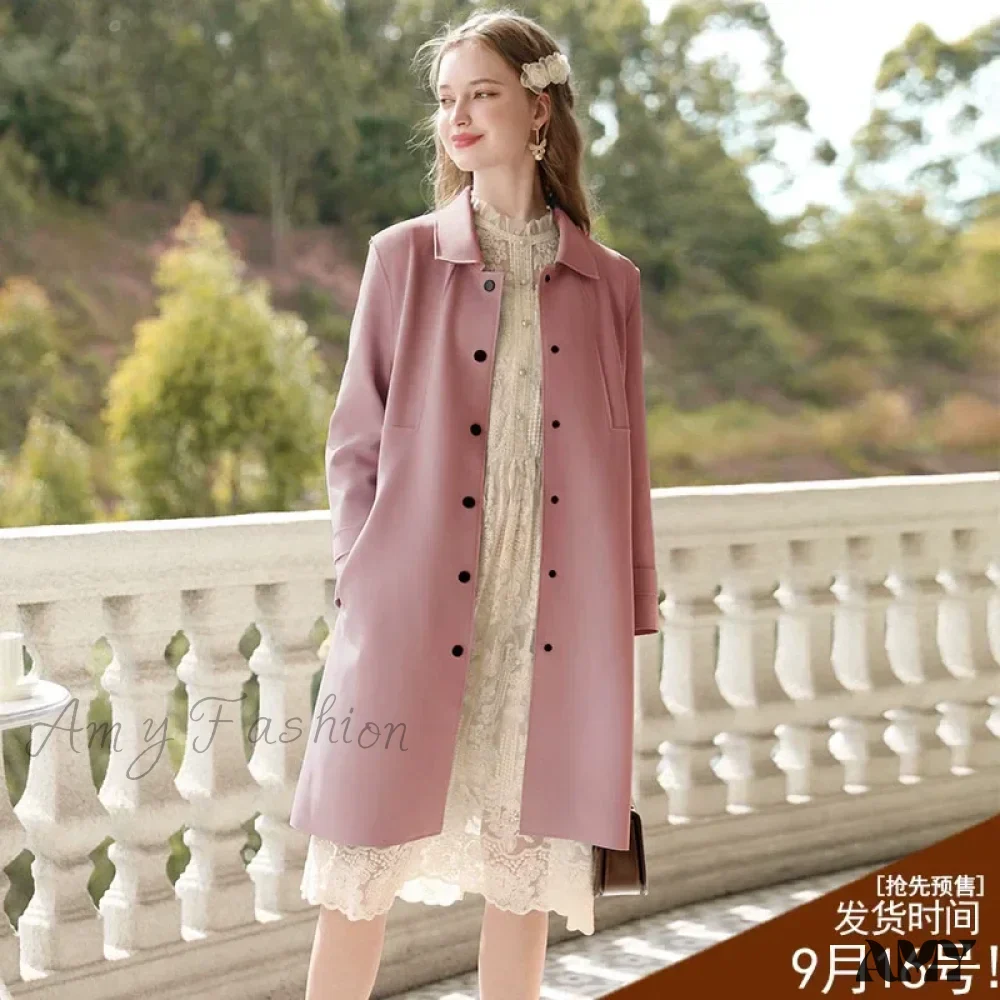 British Mid-length High-grade Gentle Retro Turn-down Collar Coat - Image 5