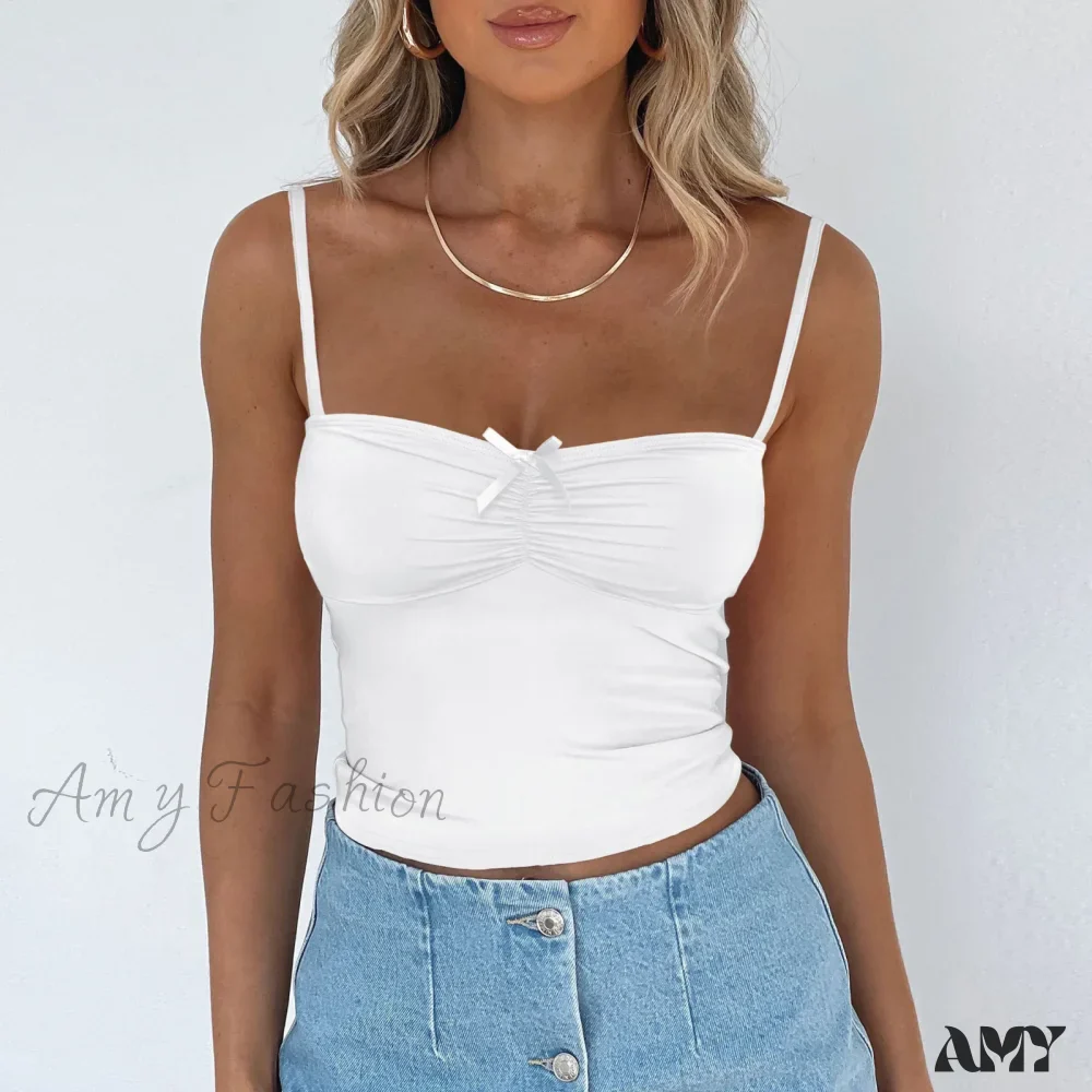Butterfly Knot Street Solid Color Y2K Summer Crop Top - Image 2