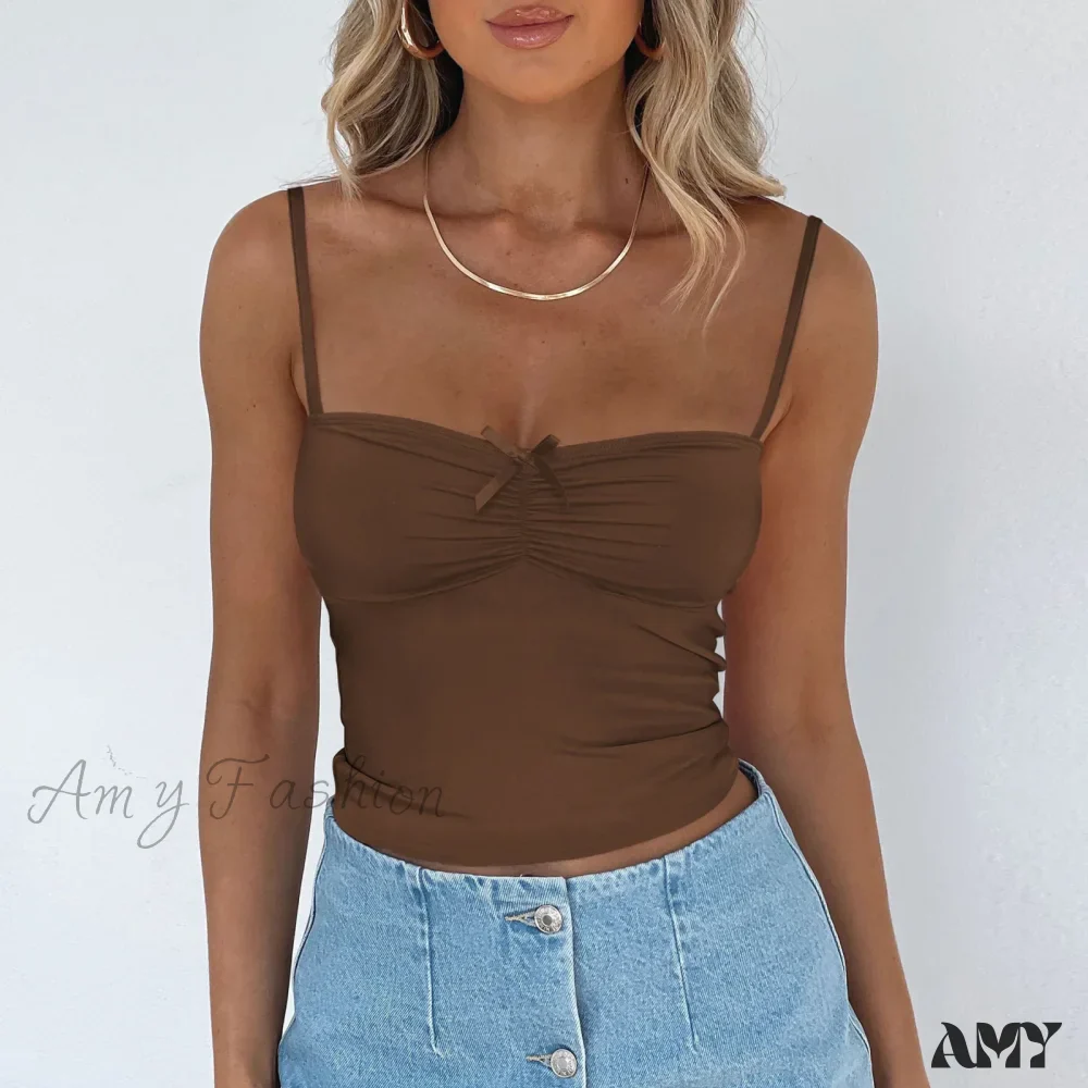 Butterfly Knot Street Solid Color Y2K Summer Crop Top - Image 3