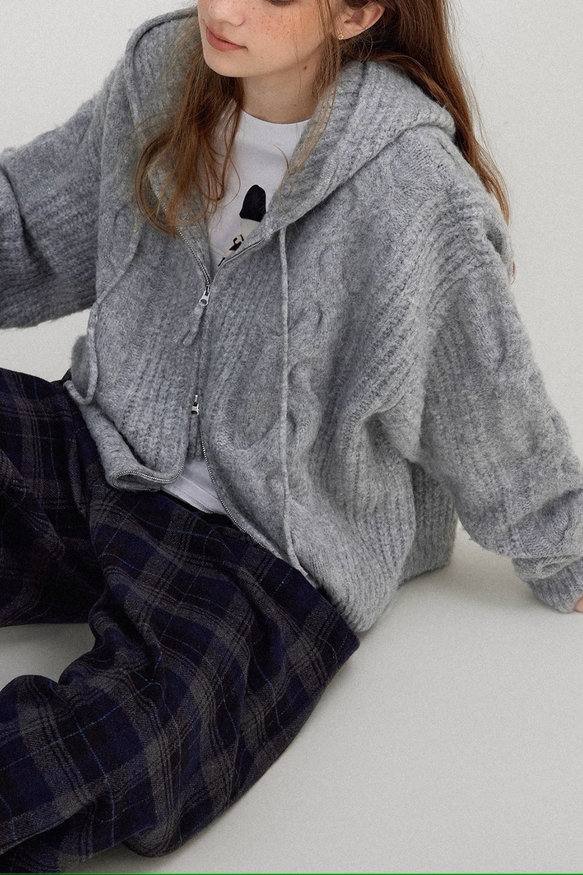 Cable Knit Hooded Soft Wool Cardigan - Image 8