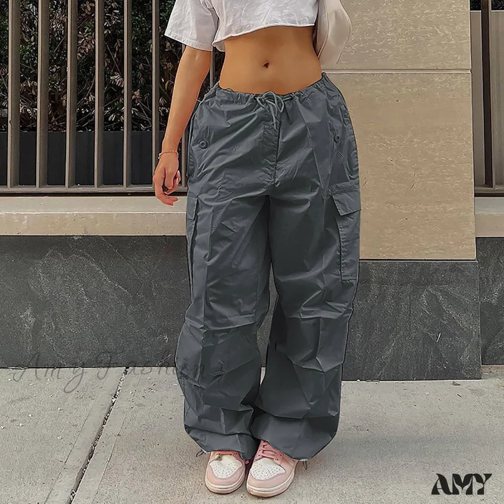 Amy Fashion - Cargo Pants Straight Wide Leg Loose Casual Trousers - Image 10