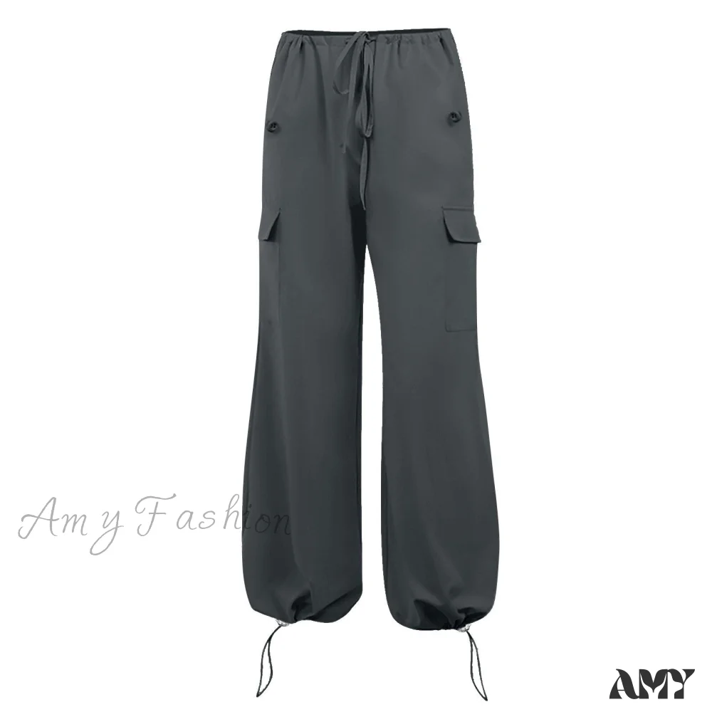 Amy Fashion - Cargo Pants Straight Wide Leg Loose Casual Trousers - Image 3