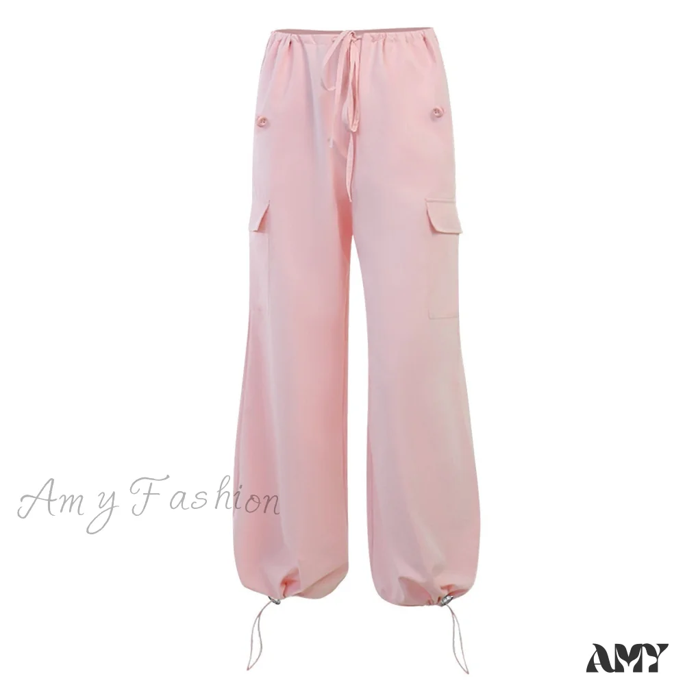 Amy Fashion - Cargo Pants Straight Wide Leg Loose Casual Trousers - Image 4