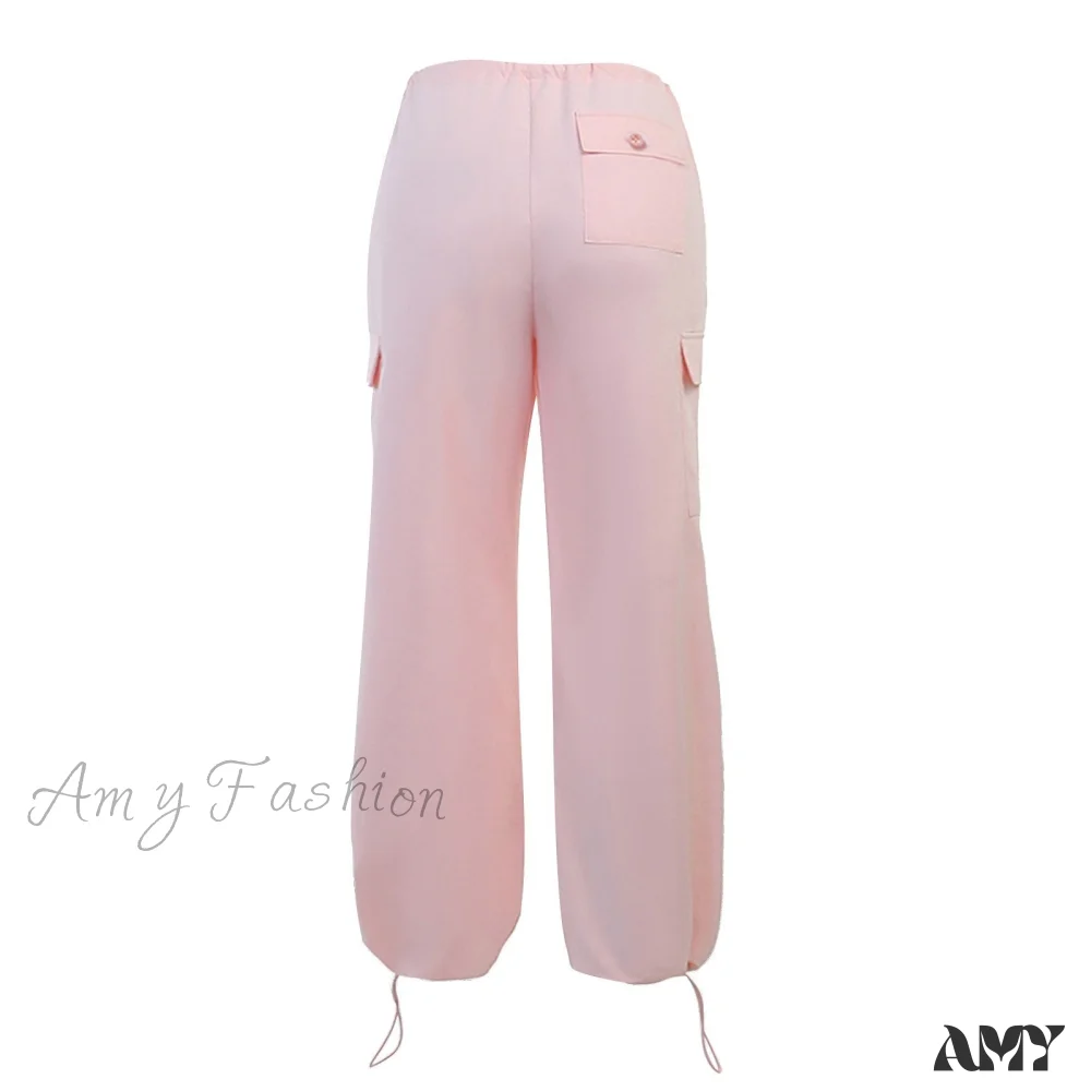 Amy Fashion - Cargo Pants Straight Wide Leg Loose Casual Trousers - Image 5