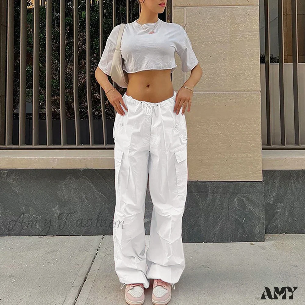 Amy Fashion - Cargo Pants Straight Wide Leg Loose Casual Trousers - Image 9