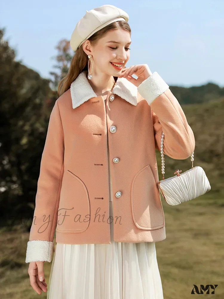 Cashmere Autumn Winter Single Breasted Short Woolen Office Lady Coat - Image 2