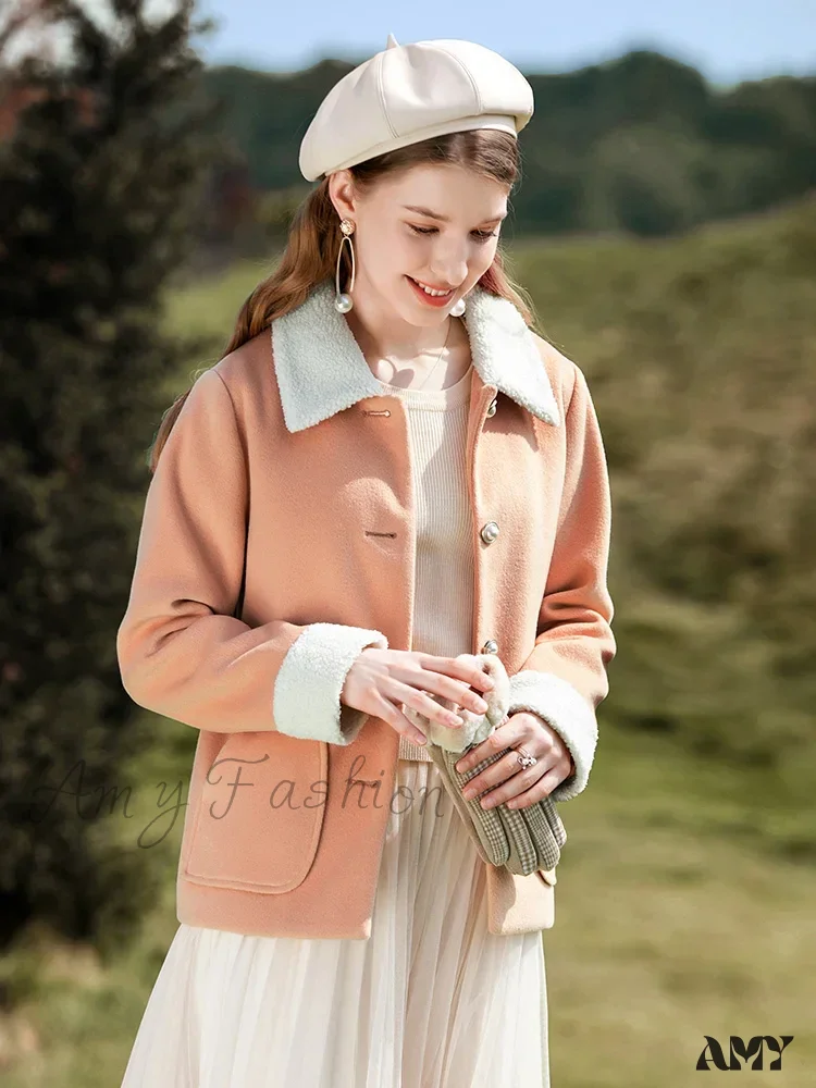 Cashmere Autumn Winter Single Breasted Short Woolen Office Lady Coat - Image 3
