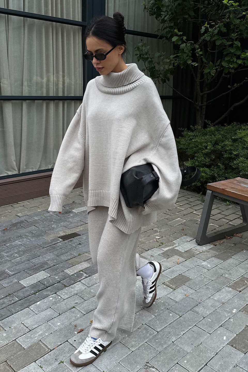 Casual Minimalist Turtleneck Oversized Sweater - Image 3