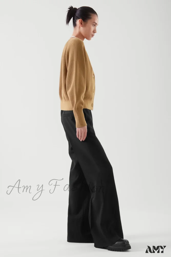 Casual V-neck Ribbed Bat-sleeve Soft Comfortable Cozy Elegant Lightweight Cardigan - Image 2