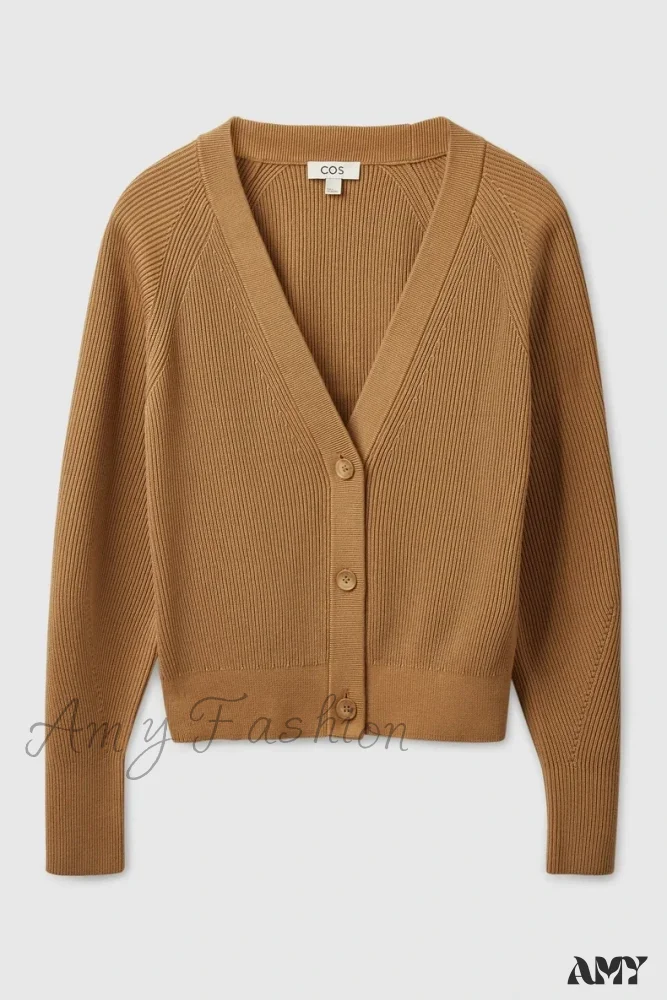 Casual V-neck Ribbed Bat-sleeve Soft Comfortable Cozy Elegant Lightweight Cardigan - Image 5