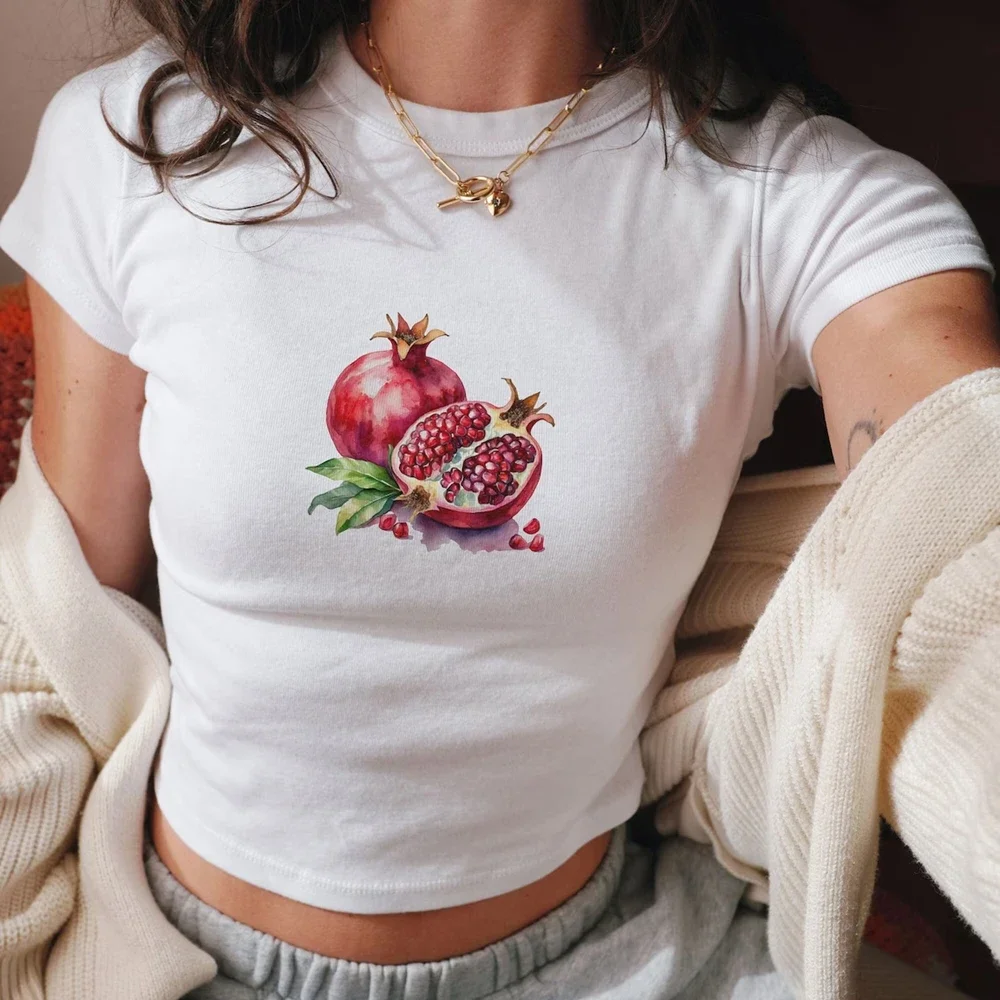 Cherry Fruit Print Crop Fit T-shirt - Image 2