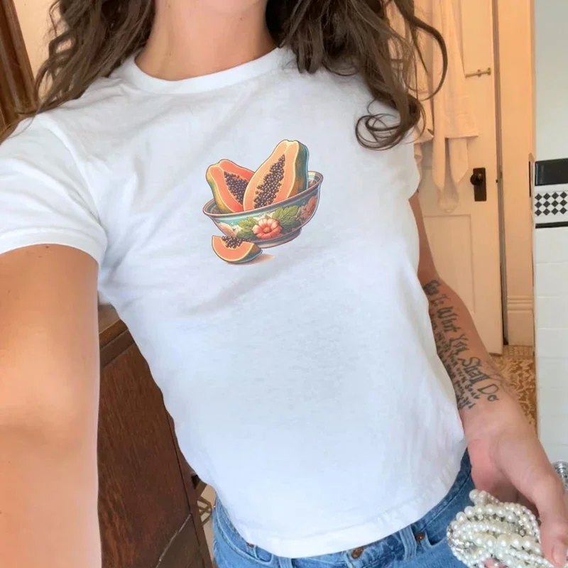 Cherry Fruit Print Crop Fit T-shirt - Image 3