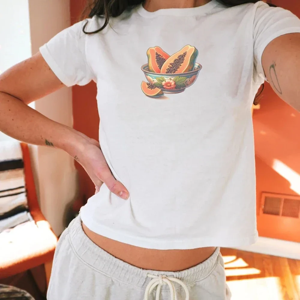 Cherry Fruit Print Crop Fit T-shirt - Image 6