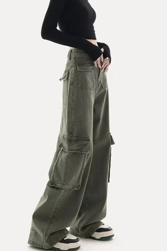 Chic Cargo Straight Wide-Leg Casual Jeans - Image 5
