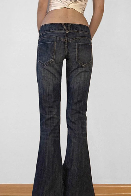 Chic High-Street Low-Rise Stretch Flare Jeans - Image 4