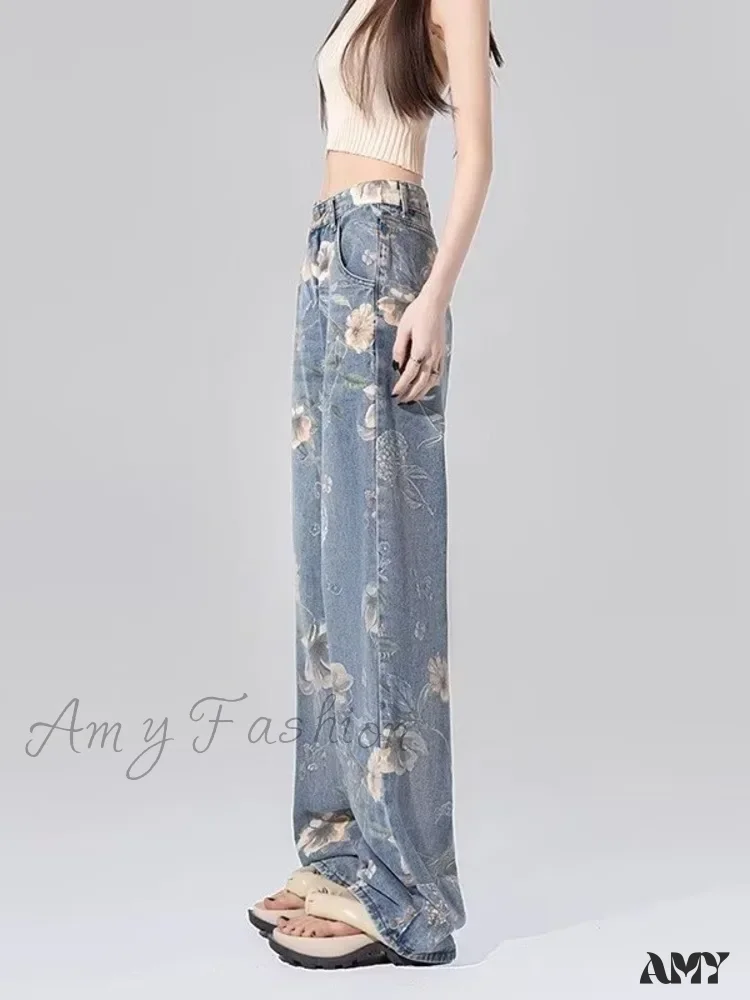 Amy Fashion - Children's High Waist Straight Tube Loose Wide Leg Trendy Spliced With Old Zippers Jean - Image 4