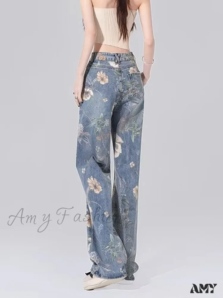 Amy Fashion - Children's High Waist Straight Tube Loose Wide Leg Trendy Spliced With Old Zippers Jean - Image 5