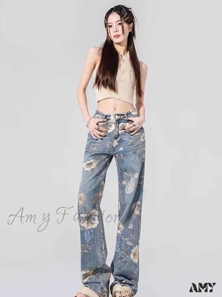Amy Fashion - Children's High Waist Straight Tube Loose Wide Leg Trendy Spliced With Old Zippers Jean - Image 6