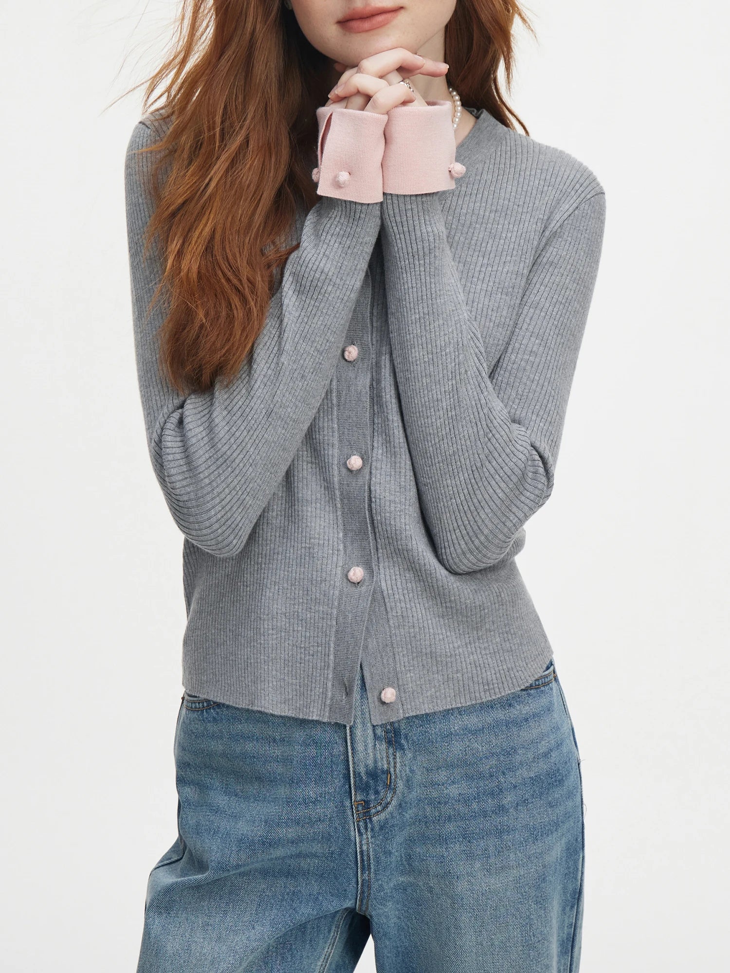 Color Block V-neck Knit Long Cardigan - Image 4