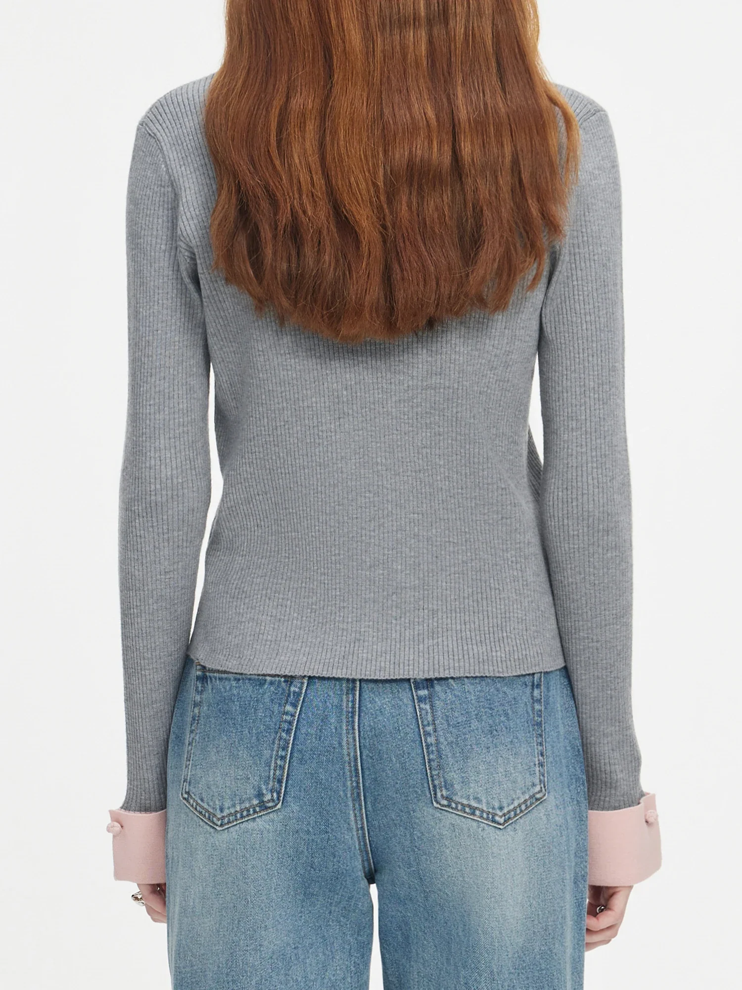 Color Block V-neck Knit Long Cardigan - Image 5