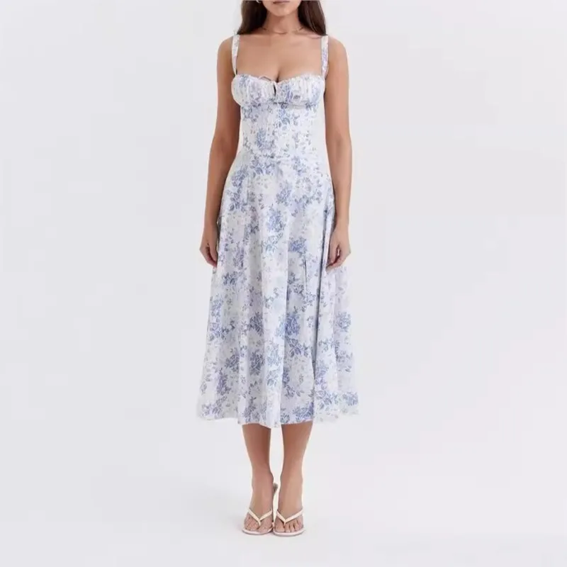 Corset Spaghetti Strap Floral Dress - Image 3