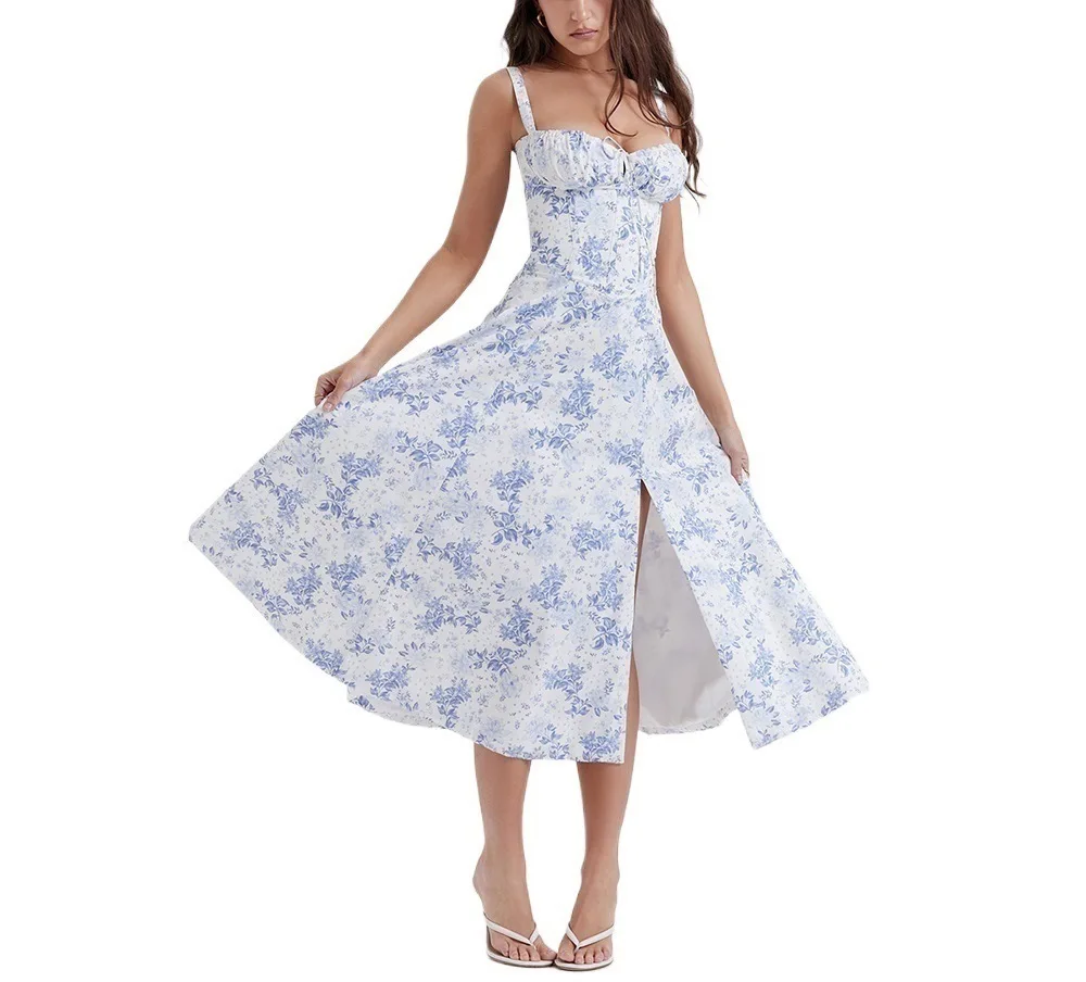 Corset Spaghetti Strap Floral Dress - Image 5