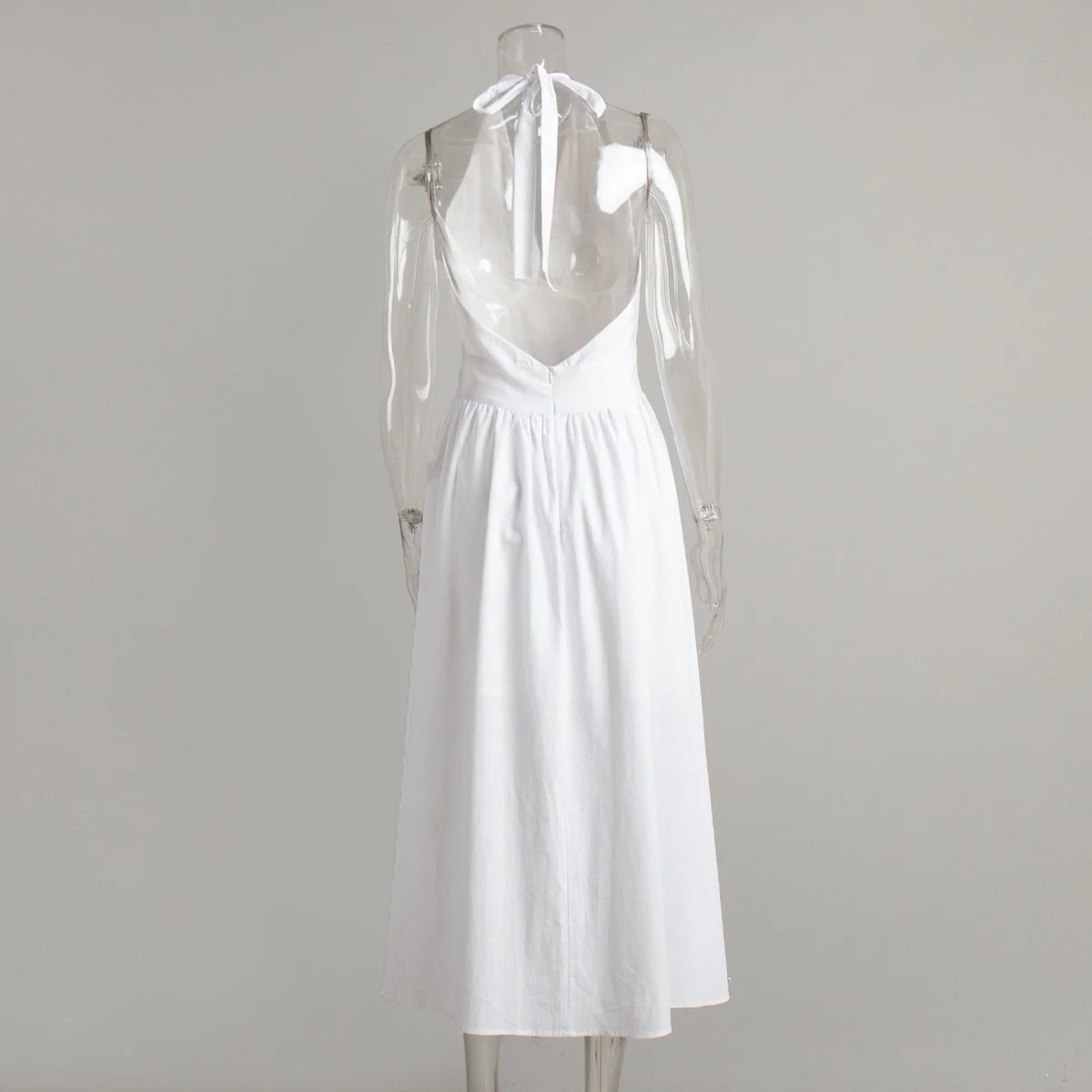 Cotton Waist V-Veck Tie-Down Dress - Image 6
