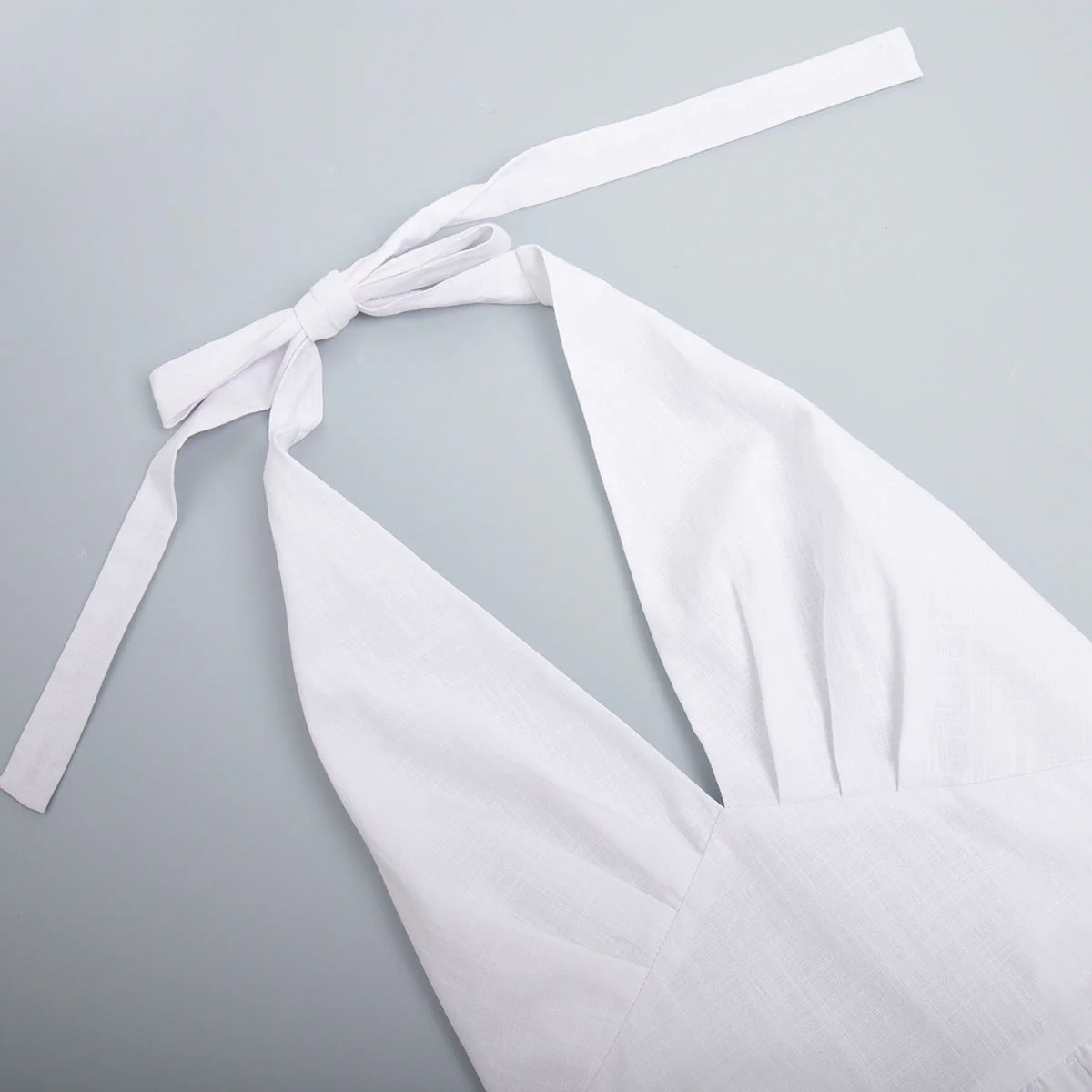 Cotton Waist V-Veck Tie-Down Dress - Image 7