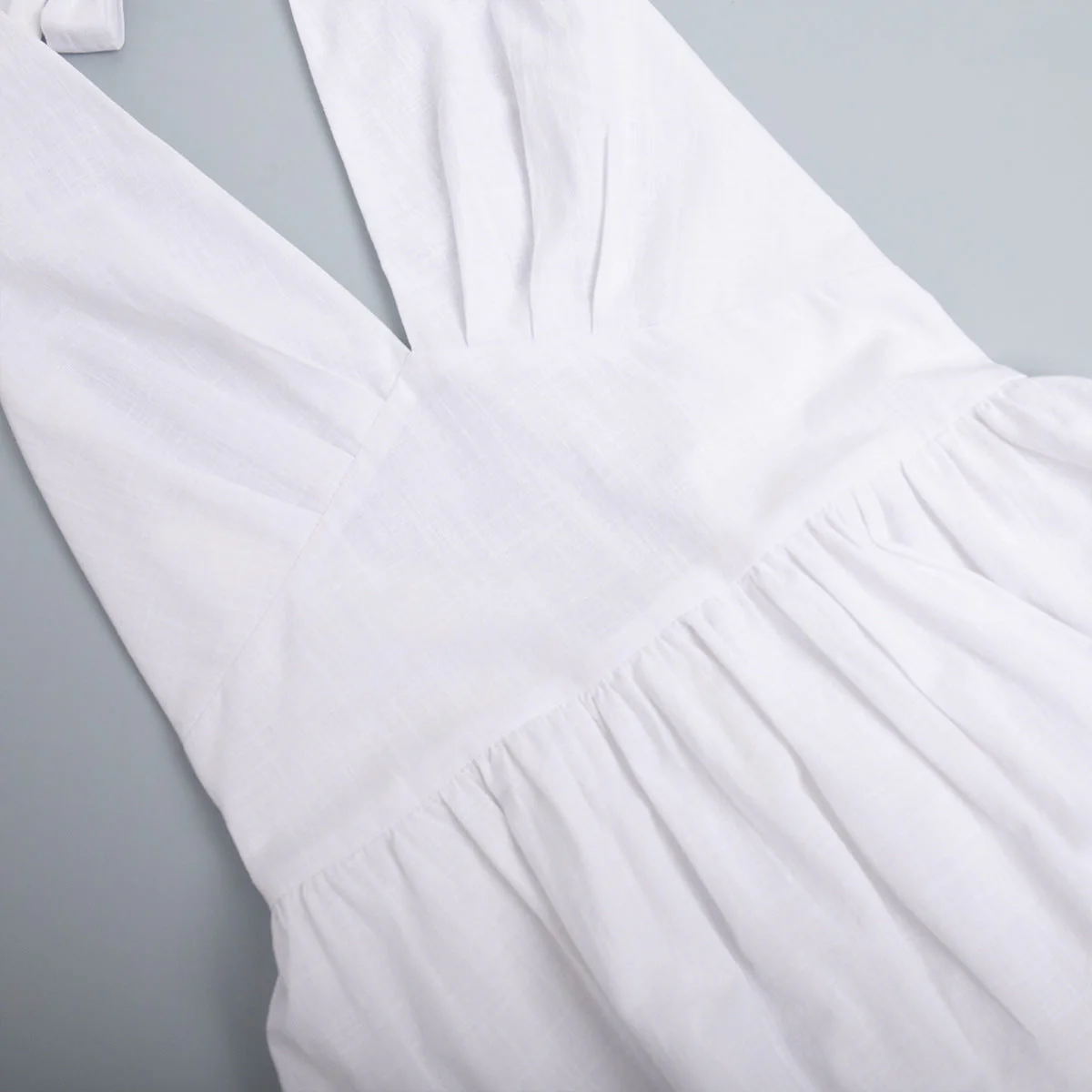 Cotton Waist V-Veck Tie-Down Dress - Image 8