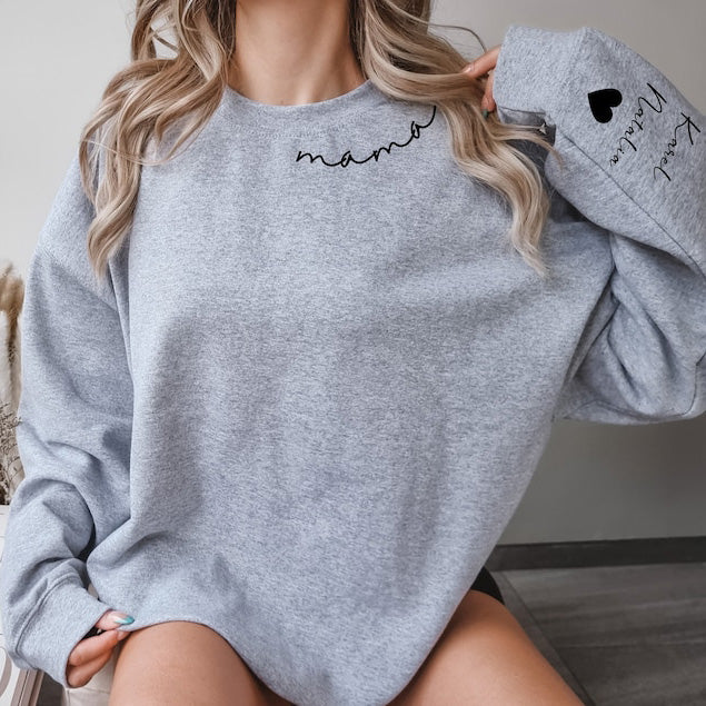 Custom Mama Sweatshirt with Kids Names sleeve - Image 2