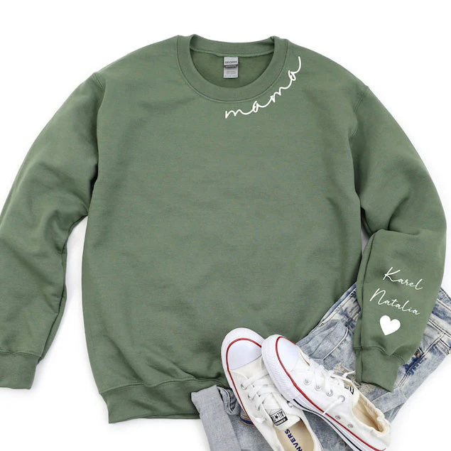 Custom Mama Sweatshirt with Kids Names sleeve - Image 3
