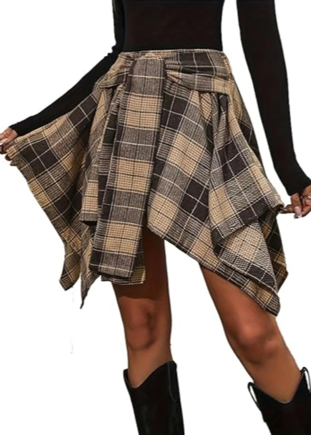 Casual Plaid Patterned Short Skirt - Image 2