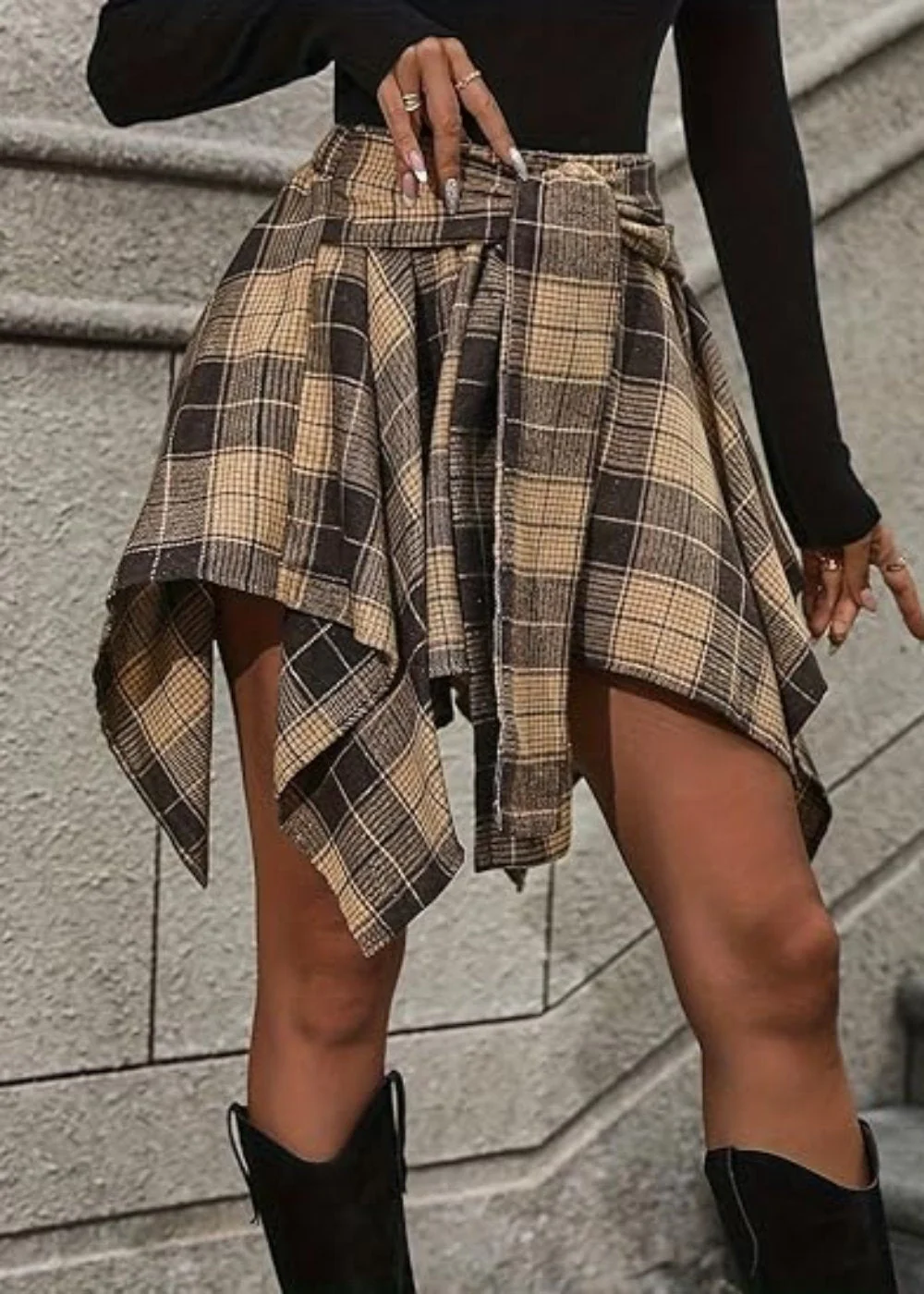 Casual Plaid Patterned Short Skirt - Image 9