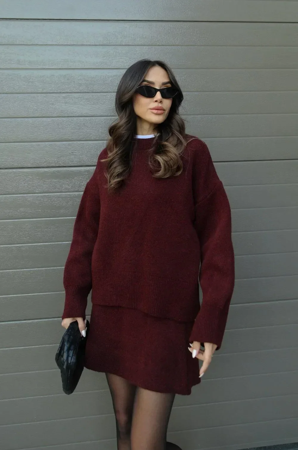 Casual Cozy Knit Skirt Suit - Image 3